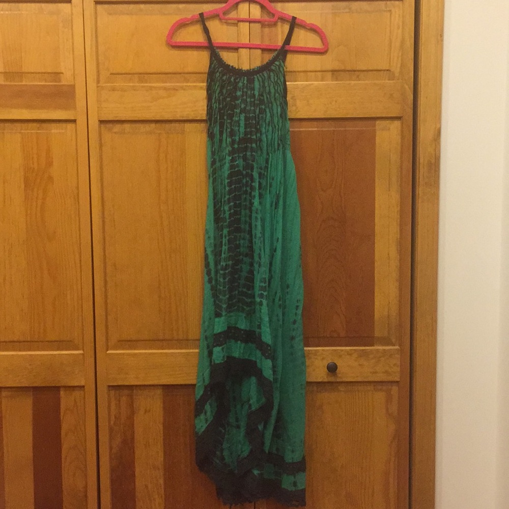Free People Green & Black Dyed Dress